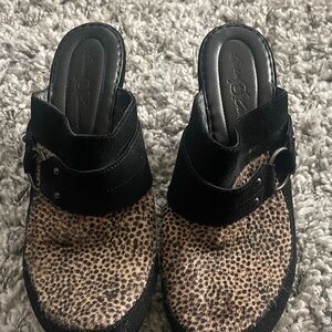Born Black and Leopard Clogs
